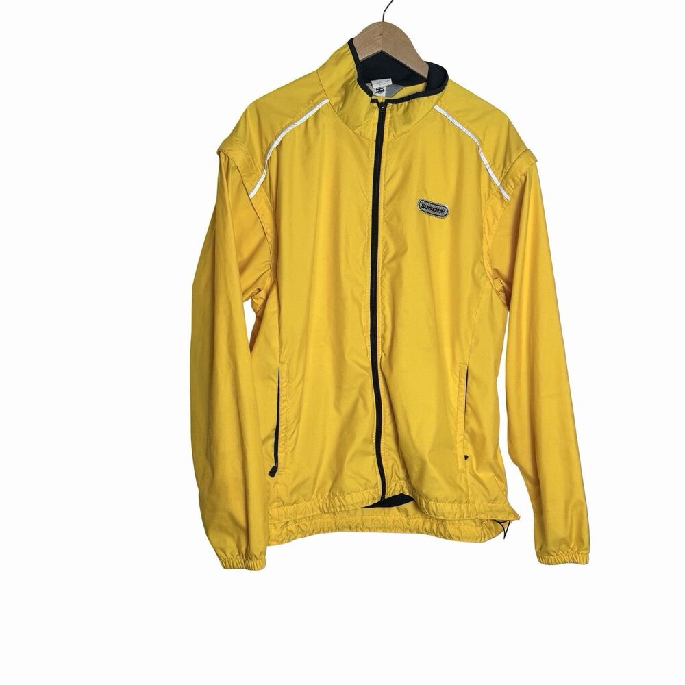 Sugoi Cycling Jacket Men XL Yellow Removeable Sleeves Bike Stretch Full Zip 3M
